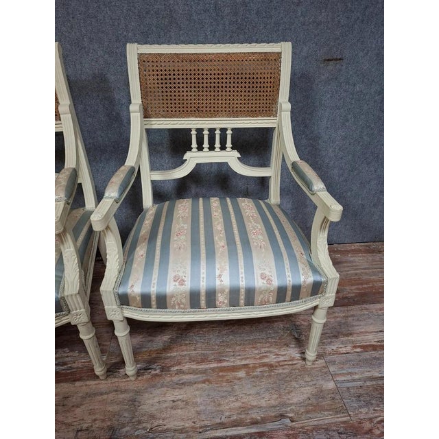 Louis XVI Cane Armchairs, 1880s For Sale - Image 5 of 10