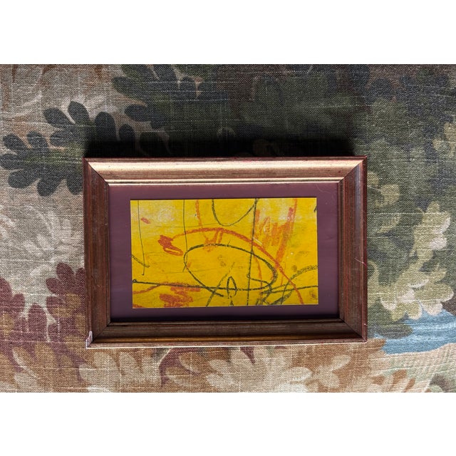 Abstract scribbles by Van Dyke. An accessible price point for her work and a pop of color. The artist balances abstraction...