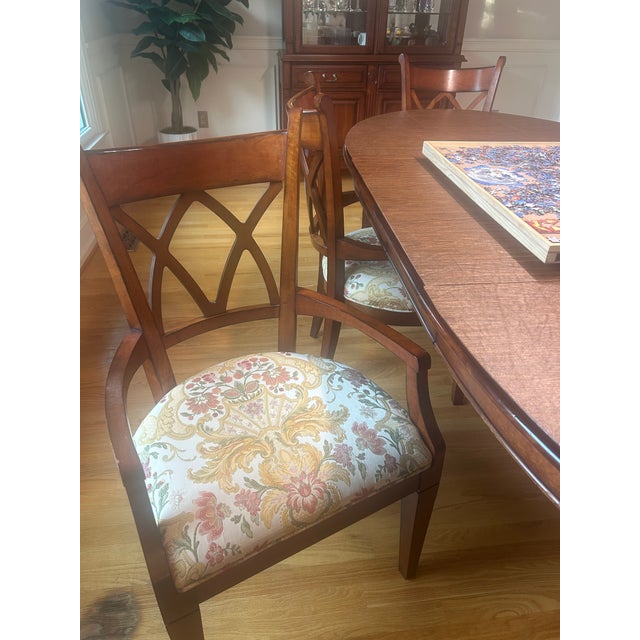2000 - 2009 Harden Furniture Solid Cherry, Old Tavern China Cabinet/Hutch and Dining Table — Model 1884-2 — Dining Table and Chairs For Sale - Image 5 of 9