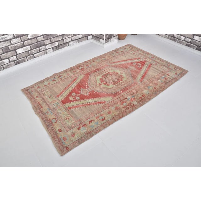 Turkish 1950s Low Pile Distressed Wool Rug For Sale - Image 3 of 10