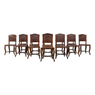 Set of 12 Late 19th Century French Renaissance Revival Carved Oak Dining Chairs For Sale