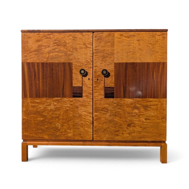 Swedish Art Deco Burlwood and Inlay Cabinet. Above average vintage condition and structurally sound. Has some expected...