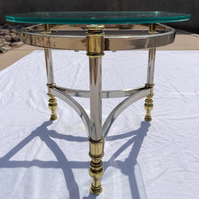 Jansen Style Chrome & Brass Demi-Lune End Tables in Baguès For Sale - Image 11 of 13
