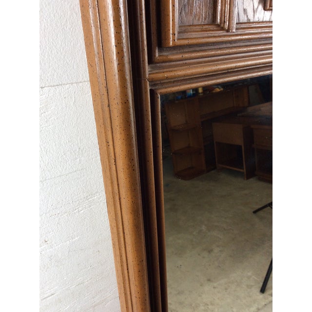 Mid Century Modern Mountable Mirror With Wooden Details at Top For Sale - Image 13 of 18