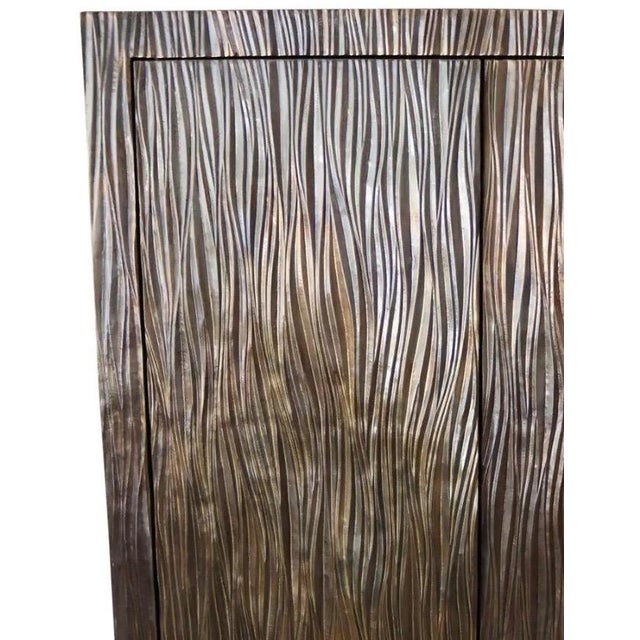 Robert Kuo Limited Edition Signed Hand-Repoussé "Pleats" Copper Armoire For Sale - Image 10 of 15