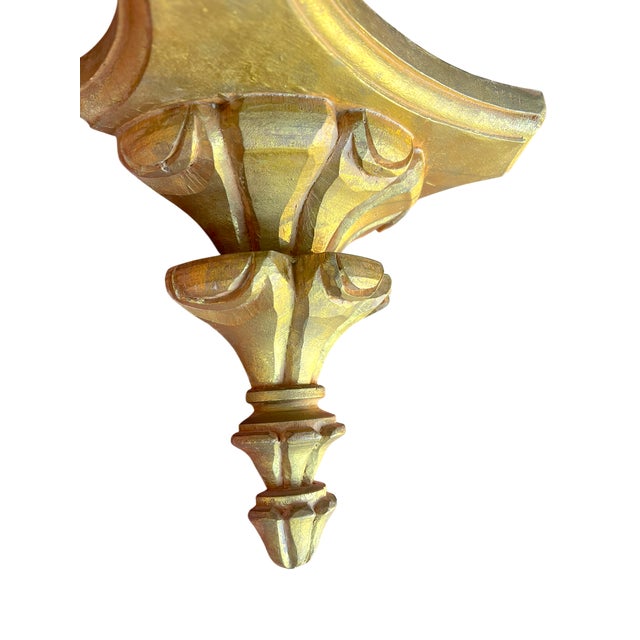 Pair of Vintage Hand-Carved Giltwood Wall Brackets / Shelves – Italian Florentine Style, 9” For Sale In Jacksonville, FL - Image 6 of 11