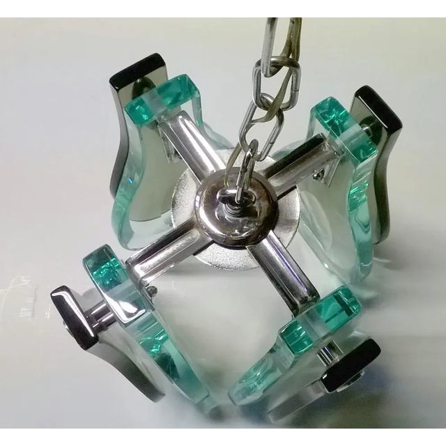 Green Crystal Art Glass Pendant Lamp, 1970s For Sale - Image 8 of 11