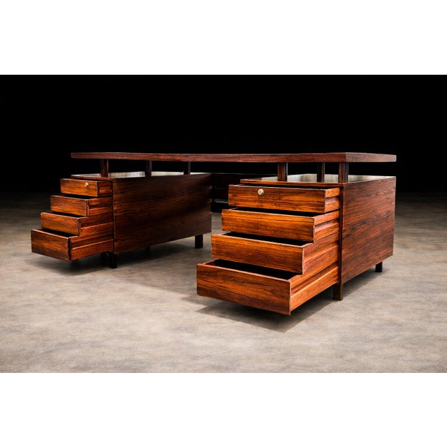 Mid Century Modern Desk With Eight Drawers in Rosewood, Ava, 1960s For Sale - Image 10 of 15