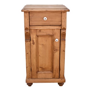 Pine Nightstand With One Door and One Drawer For Sale