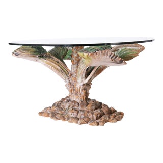 Italian Carved Wood Palm Tree Dining Table For Sale