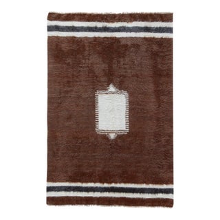 Vintage Turkish Brown Mohair Rug - 4' X 6'2 For Sale