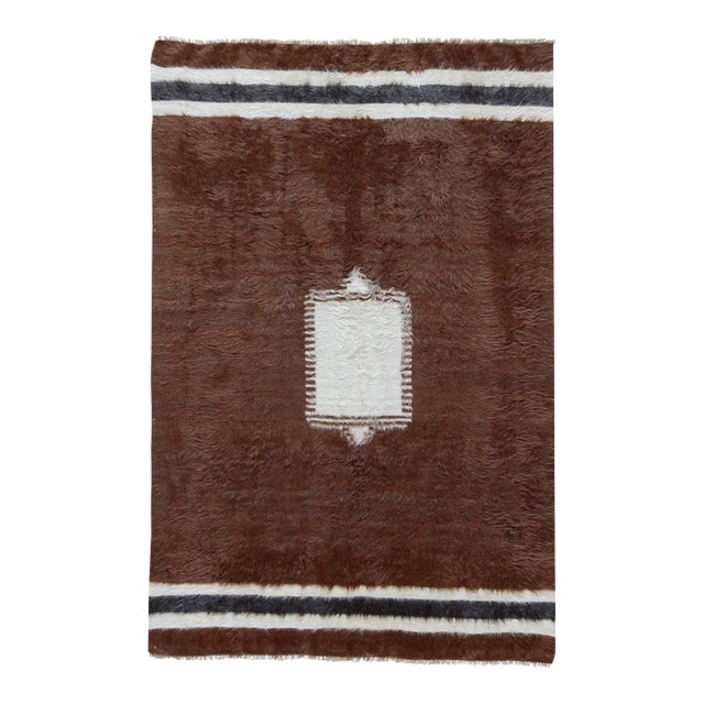 Vintage Turkish Brown Mohair Rug - 4' X 6'2 For Sale