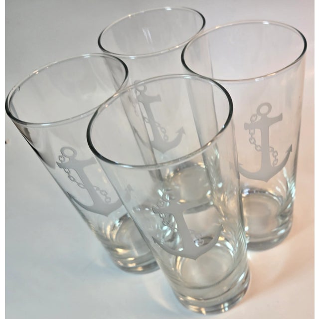 Transparent Etched Anchor Highballs- Set of Four For Sale - Image 8 of 12