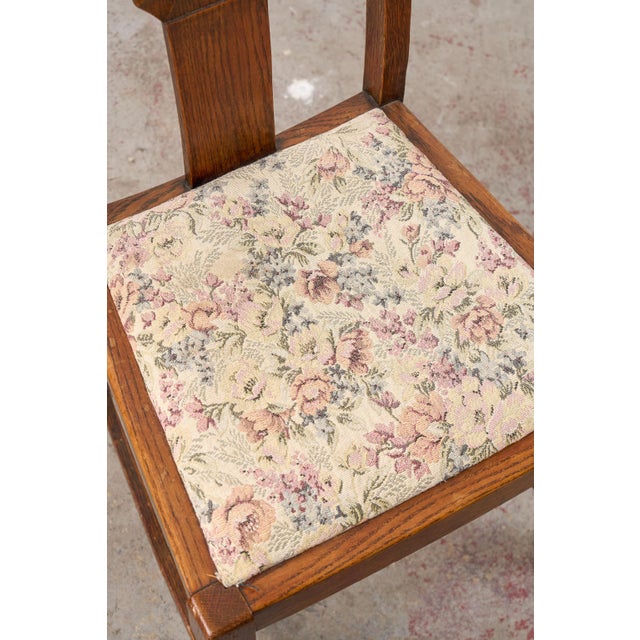 Wood Antique English Oak Carved Back Chair For Sale - Image 7 of 10