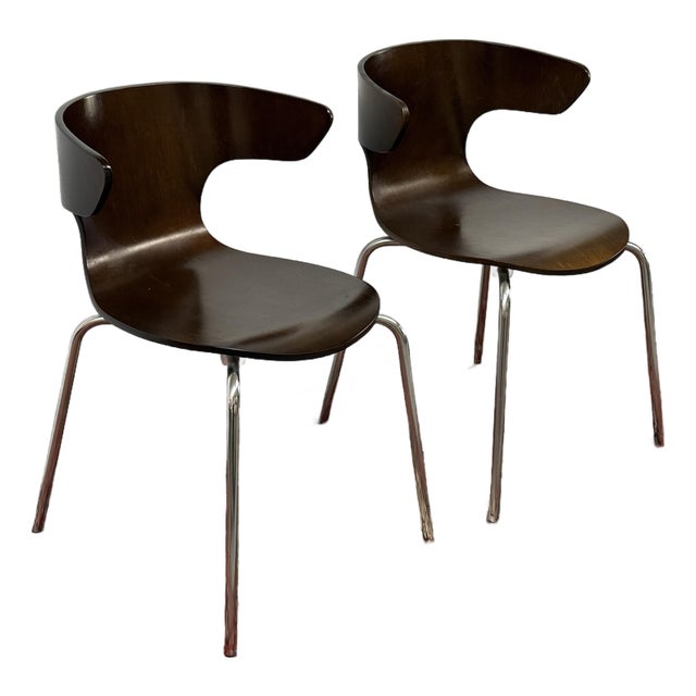 West Elm Mod Wrap Dining Chairs, Pair For Sale