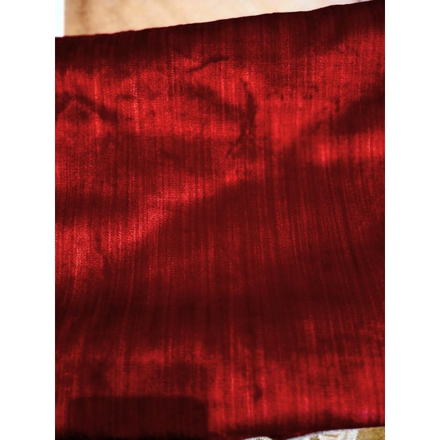 Victorian Dark Ruby Red Satin Velveteen Upholstery Fabric- 1 Yard & 33 Inches For Sale - Image 3 of 7
