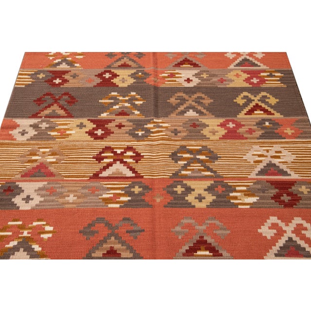 Tan 21st Century Modern Kilim Rug 4 '9'' X 6' 8'' For Sale - Image 8 of 13