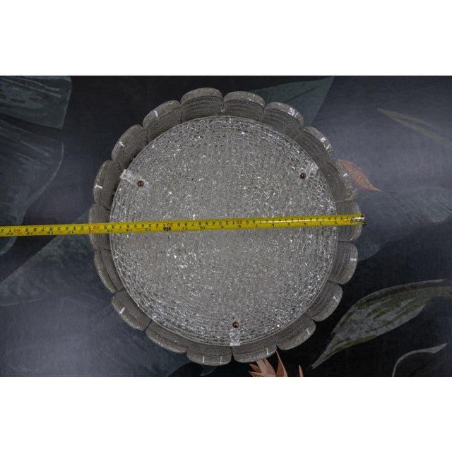Mid-Century Modern Murano Ice Glass Round Flush Mount by Kaiser Leuchten, 1970s For Sale - Image 17 of 18