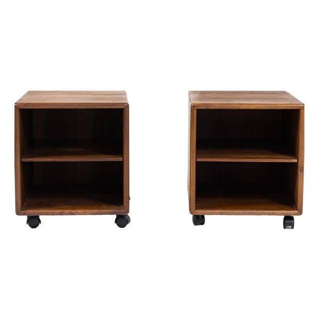 Bedside Tables on Wheels by Fabio Lenci for Bernini, 1960s, Set of 2 For Sale