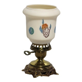 Vintage Art Deco Accurate Brass Boudoir Lamp, Custard Glass Shade For Sale