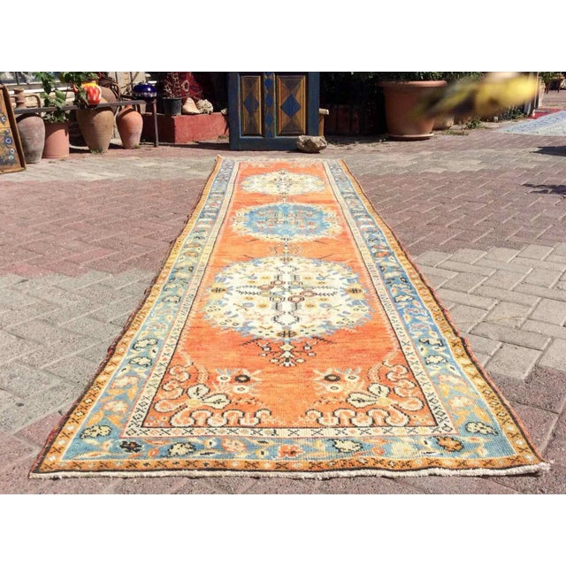 Vintage Hand Knotted Turkish Rug - 38.5" X 154" For Sale - Image 4 of 12