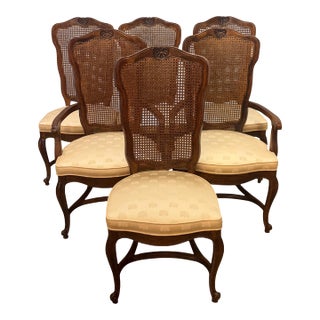 Vintage Century French Country Style Oak & Cane Dining Chairs - Set of 6 For Sale