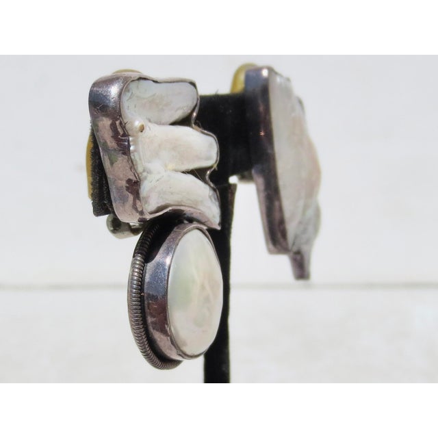 Late 20th Century Art Brut Baroque Pearl Clip-on Earrings For Sale - Image 5 of 7