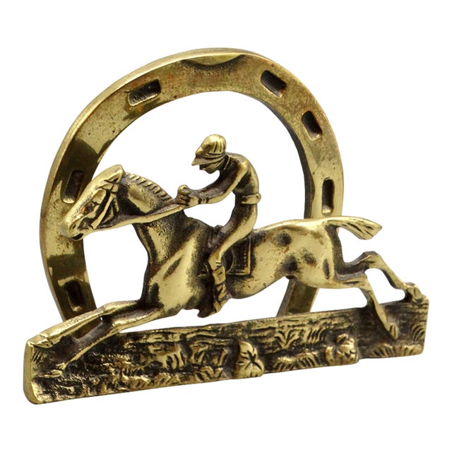 1930's English GIlt Brass Equestrian Letter Rack For Sale