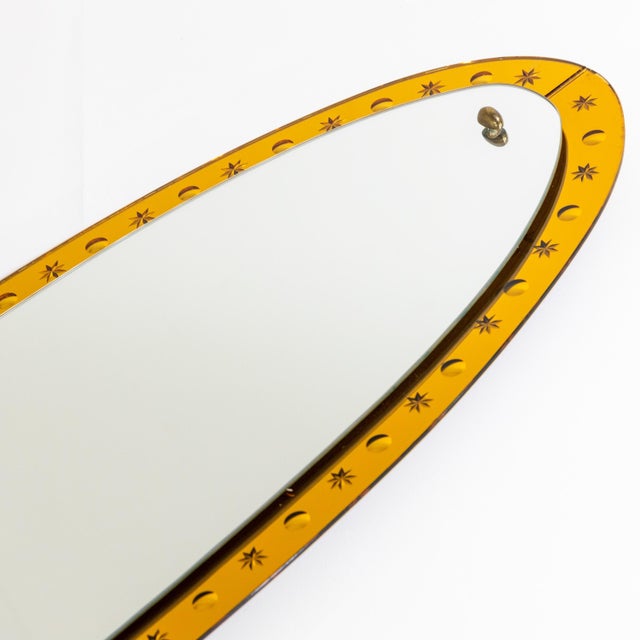 Amber 1960s Tall Cristal Arte Modernist Wall Mirror For Sale - Image 8 of 8