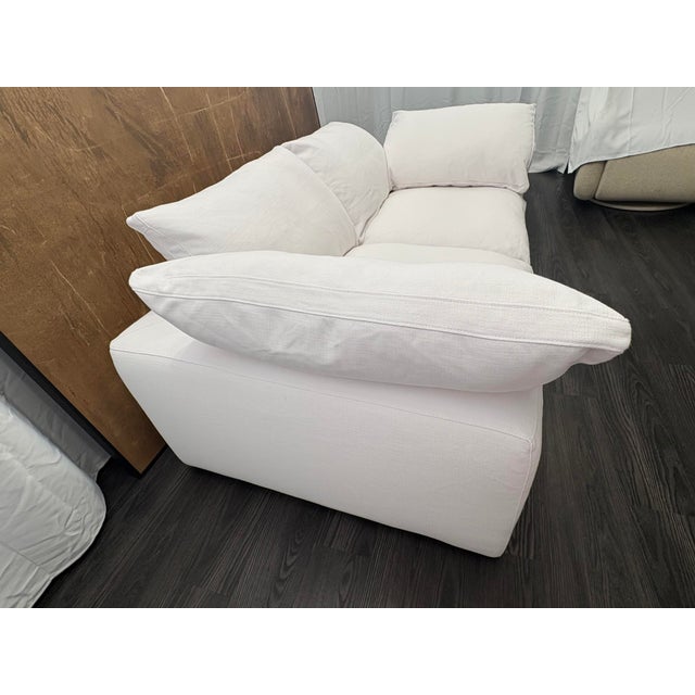 Rh Cloud 7' Luxe Sofa — 2-Cushion | Perennials Performance Textured Linen Weave | White For Sale - Image 14 of 18