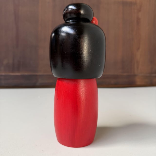 Wood Vintage Sōsaku Kokeshi with Temari Motif, 1980s For Sale - Image 7 of 8