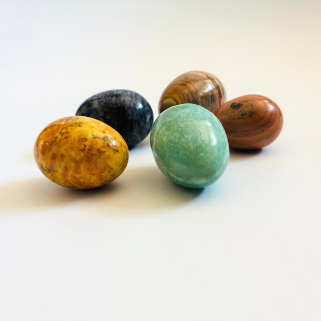 Contemporary Set of 5 Vintage Stone Eggs For Sale - Image 3 of 7