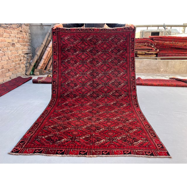 Vintage Afghan Bashiri Turkmen Ikat-Lattice Rug - 7'0" X 4'2" For Sale - Image 14 of 14