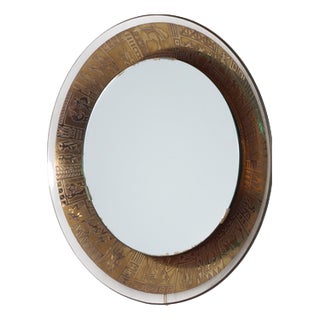 Decorative Wall Mirror with Lighting by M. Furgeri, Italy, 1960s For Sale