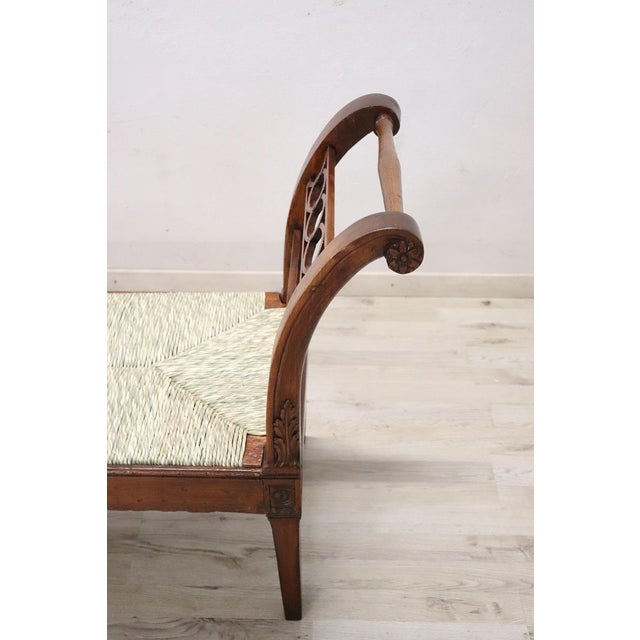 Antique Walnut Bench with Straw Seat For Sale - Image 12 of 16