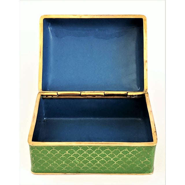 Metal Vintage Chinese Cloisonné Trinket Jewelry Box For Sale - Image 7 of 11