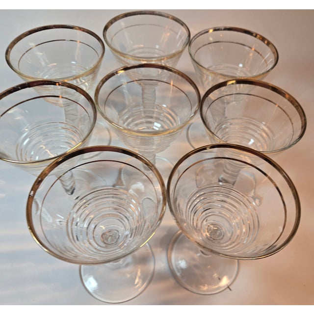 Gold Hollywood Regency Mid Century Cocktail Glasses- Set of Eight For Sale - Image 8 of 12