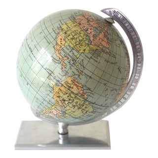 Small Vintage 1950’s Columbus Globe Dr. R Neuse Printed in Germany Aluminum Base For Sale