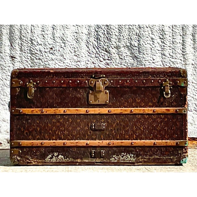 Boho Chic Vintage Louis Vuitton Steamer Trunk For Sale - Image 3 of 13