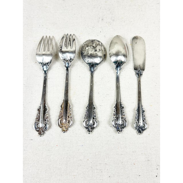 Vintage Wallace "Grande Baroque" Sterling Silver 5-Piece Flatware Place Setting For Sale - Image 9 of 9