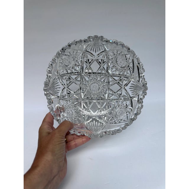 American Antique Bergen Crystal Hand Cut Bowl American Brilliant Period Early 20th Century For Sale - Image 3 of 12