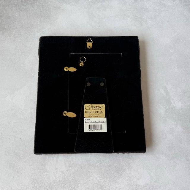 Contemporary Textured Mixed Metal 4” X 6” Photo Frame Brutalist Style Autumn Leaves For Sale - Image 3 of 12