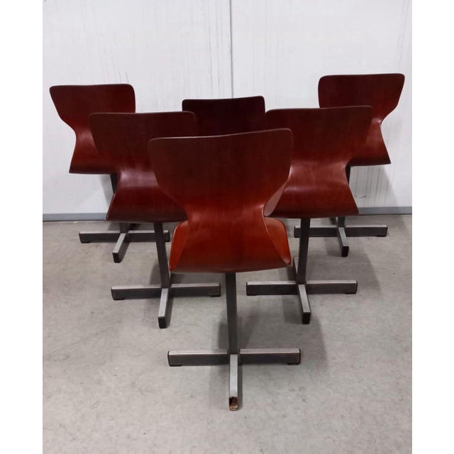 Mid-Century Modern Pagholz Chairs with Molded Plywood Seats and Steel Bases, 1960s, Set of 6 For Sale - Image 10 of 11