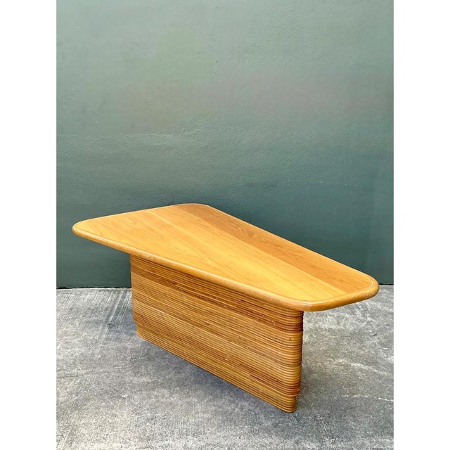 Camel Vintage Pencil Reed and Wood Surfboard Desk For Sale - Image 8 of 12