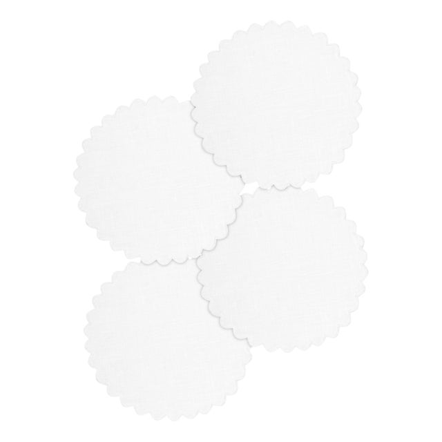 Zurbano White Linen Coasters by Los Encajeros, Set of 4 For Sale