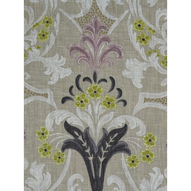 Traditional Designers Guild Fairfax Linen Fabric Lavender Tan Green Gold Dot 3 Yards For Sale - Image 3 of 7