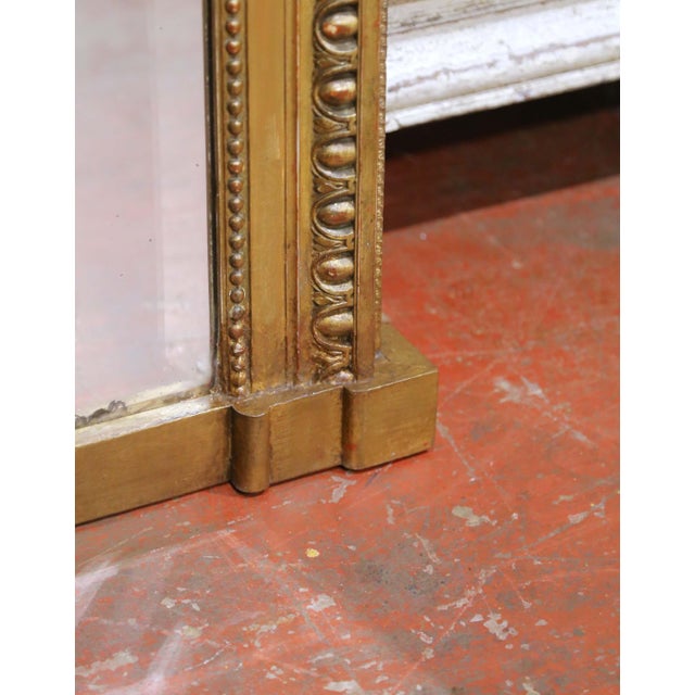 Wood 19th Century French Louis XVI Giltwood Mantel Mirror With Musical Trophy Crest For Sale - Image 7 of 11