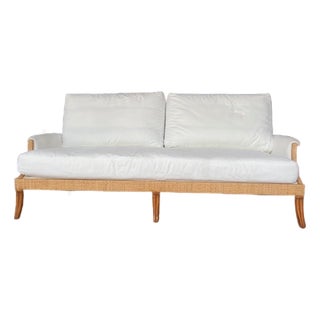 McGuire Rattan White Sofa For Sale
