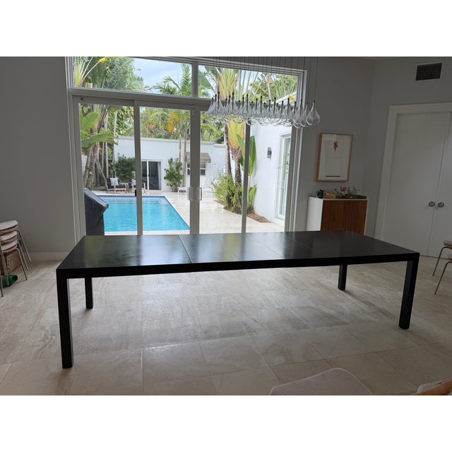 2000 - 2009 Giant Parsons Table in Black Lacquer With 3 Leaves For Sale - Image 5 of 11