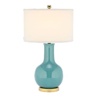 Light Blue Ceramic Table Lamp - 27.5' H For Sale